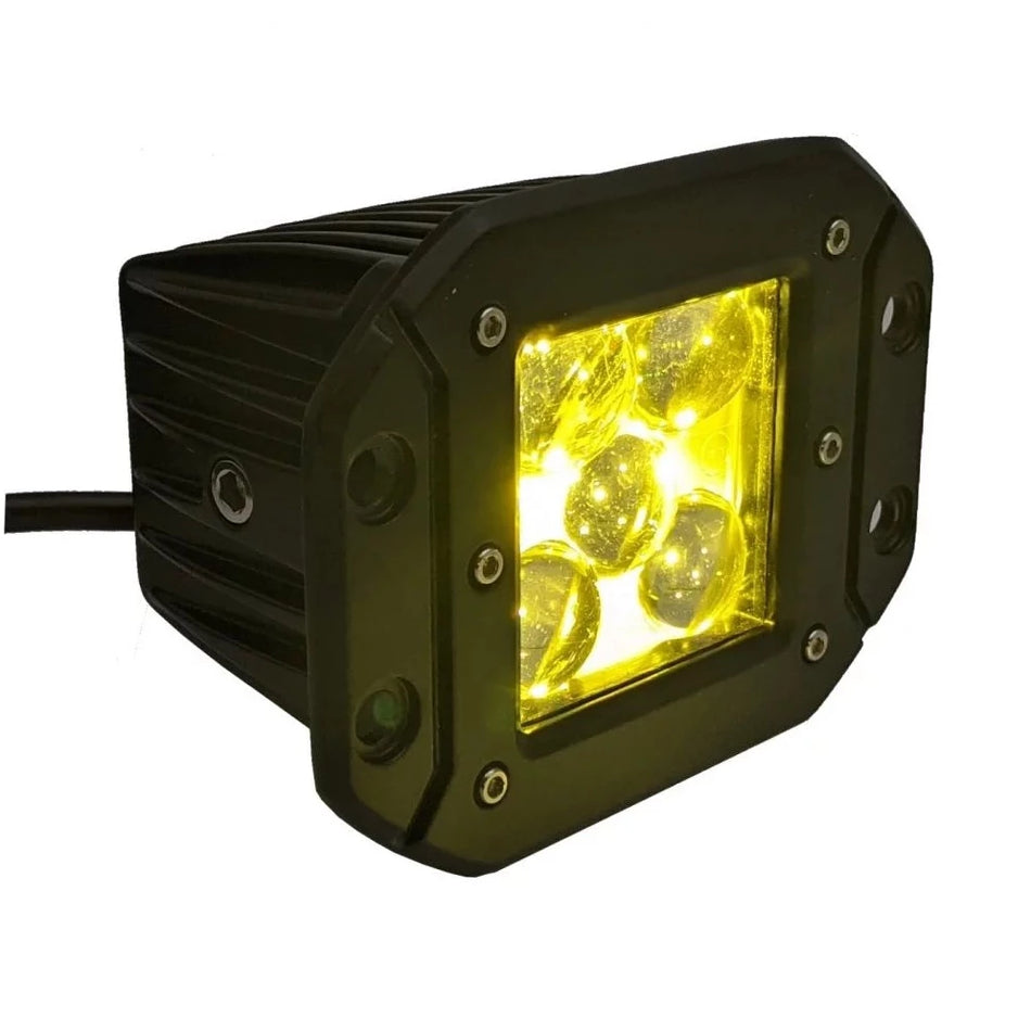 Cube Light; 3″ Cube Light Kit, (Flush Mount), Driving/Spot Pattern, Yellow SAE/DOT Compliant #75004