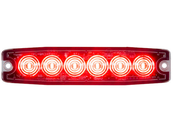 Strobe Light; 5" Red 6-LED Ultra Thin, 23 Pattern
