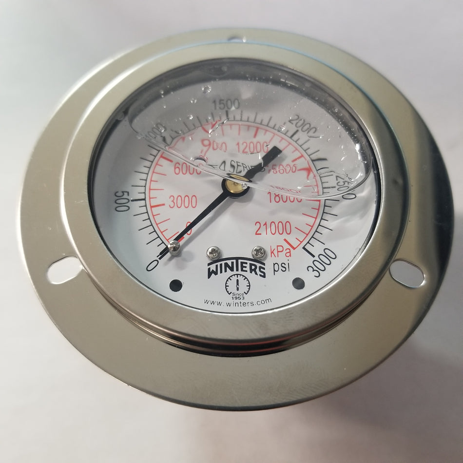 Gauge; 2½", ¼"NPT 0-3000psi; Panel(Back Mount) c/w Chrome Bezel