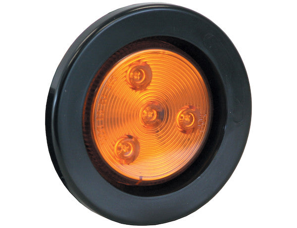 SKU #3357 - 2.5 Inch Amber Round Clearance/Marker Light Kit With 4 LEDs (PL-10 Connection, Includes Grommet And Plug)