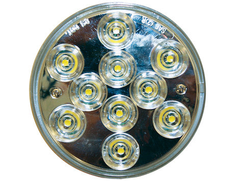 SKU #3360 - 4 Inch Clear Round Backup Light Kit With 10 LEDs (PL-2 Connection, Includes Grommet And Plug)