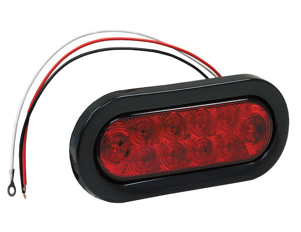 SKU #3366 - 6 Inch Red Oval Stop/Turn/Tail Light With 10 LEDs Kit (PL-3 Connection, Includes Grommet And Plug)
