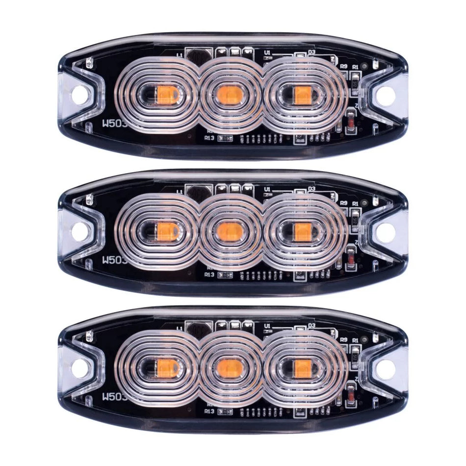 Light; 3 LED, Class 1, Amber Strobe/Marker, Surface Mount, 3 Pack #S19SM3A3